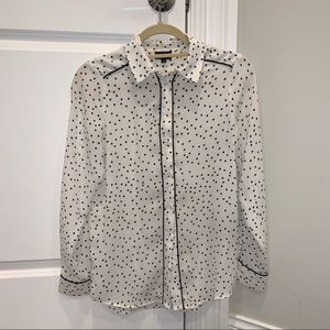New Polka Dot Detailed Button Up Blouse
